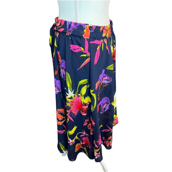 Mix nouveau floral print midi skirt professional spring fit and flare dressy - Picture 4 of 7